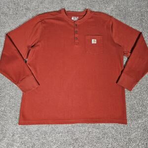 Carhartt Shirt Mens 2XL Red Ochre Thermal Henley 104429 R81 Work Outdoors
